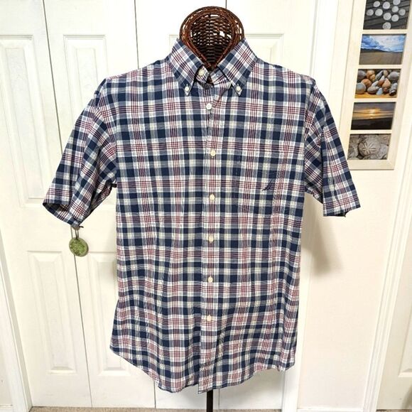 Men's Nautica Plaid Shirt - Short Sleeve Button Down 100% Cotton Shirt - Picture 3 of 11